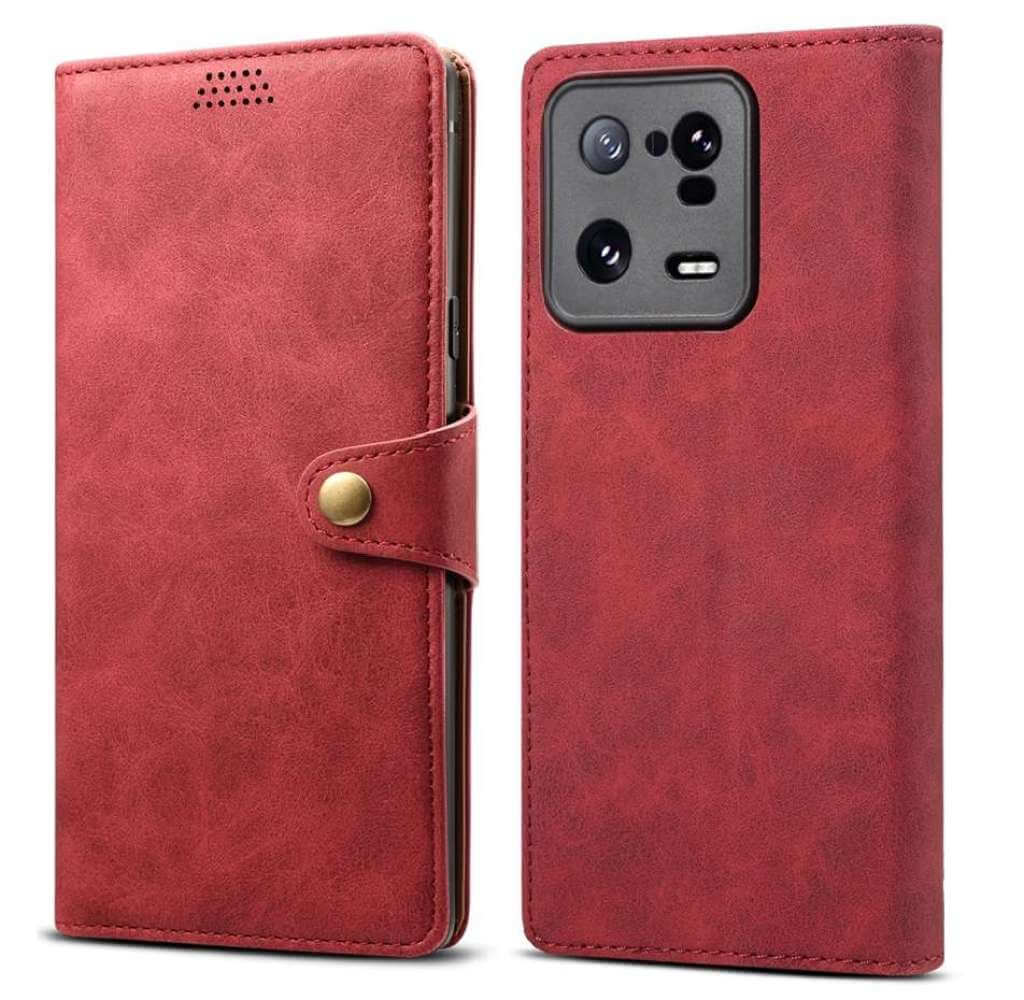 Lenuo Leather flipové pouzdro pro Xiaomi 13 Pro červená 
