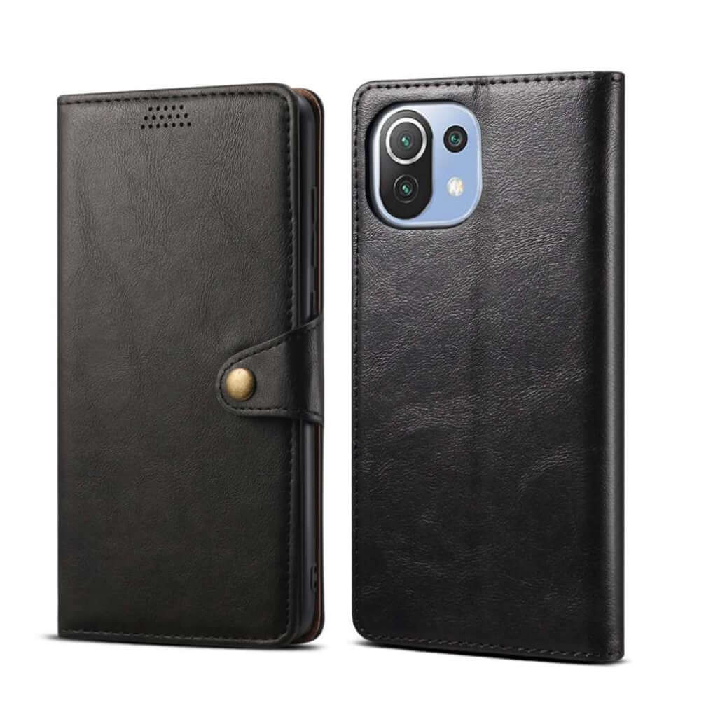 Lenuo Leather flipové pouzdro pro Xiaomi Mi 11 Lite, černá 