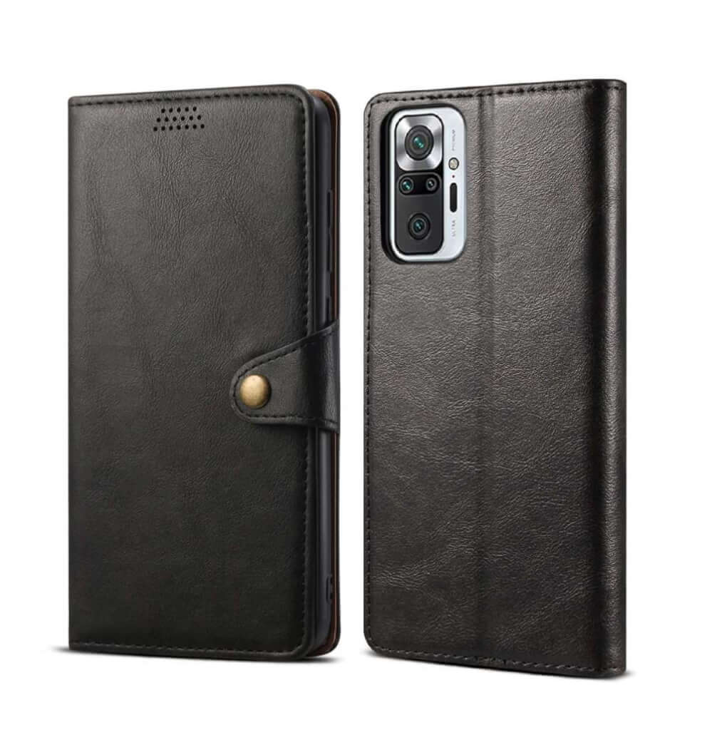 Lenuo Leather flipové pouzdro pro Xiaomi Redmi Note 10 Pro, černá 