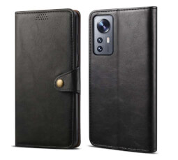 Lenuo Leather flipové pouzdro pro Xiaomi 12/12X, černá 