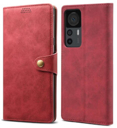 Lenuo Leather flipové pouzdro pro Xiaomi 12T/12T Pro, červená 