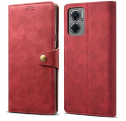 Lenuo Leather flipové pouzdro pro Xiaomi Redmi 10 5G, červená 
