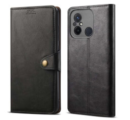 Lenuo Leather flipové pouzdro pro Xiaomi Redmi 12C, černá 