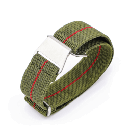 Lenuo nylonový strap 22 mm zelená/červený proužek 