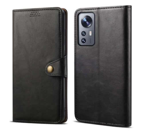 Lenuo Leather flipové pouzdro pro Xiaomi 12/12X, černá 