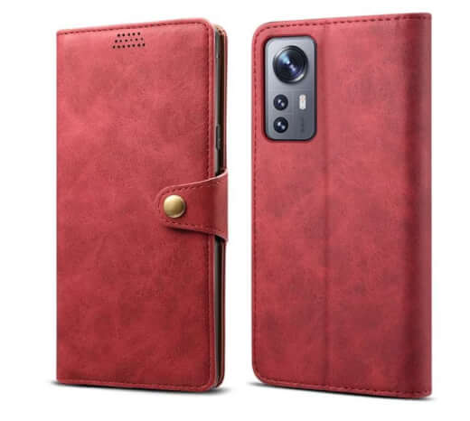 Lenuo Leather flipové pouzdro pro Xiaomi 12/12X, červená 