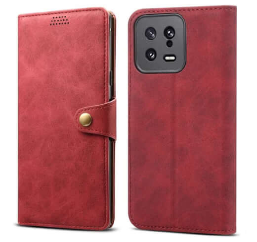 Lenuo Leather flipové pouzdro pro Xiaomi 13, červená 