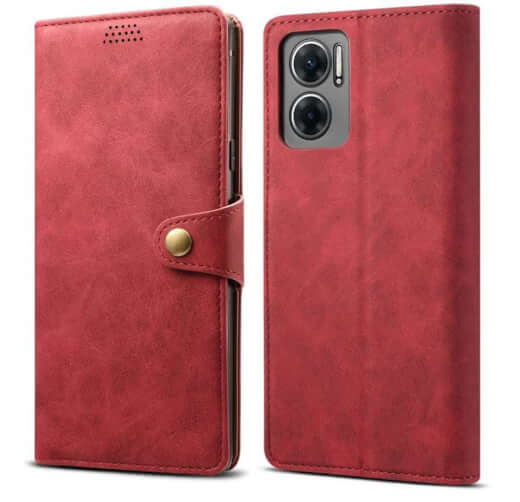 Lenuo Leather flipové pouzdro pro Xiaomi Redmi 10 5G, červená 
