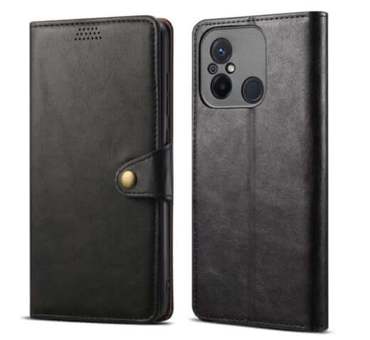 Lenuo Leather flipové pouzdro pro Xiaomi Redmi 12C, černá 