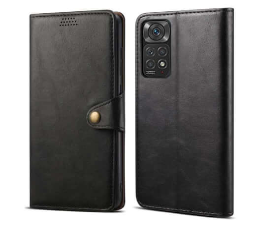 Lenuo Leather flipové pouzdro pro Xiaomi Redmi Note 11 Pro/Pro 5G, černá 