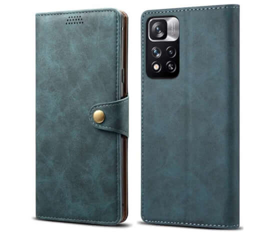 Lenuo Leather flipové pouzdro pro Xiaomi Redmi Note 11 Pro+ 5G, modrá 