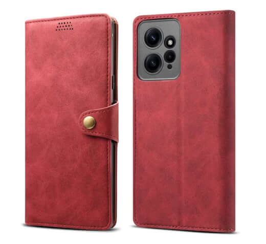 Lenuo Leather flipové pouzdro pro Xiaomi Redmi Note 12 červená 