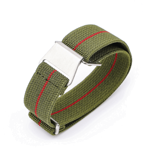 Lenuo nylonový strap 22 mm zelená/červený proužek 