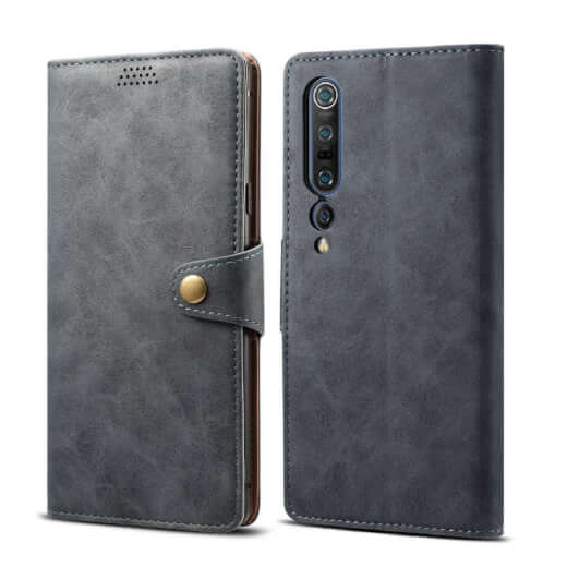 Pouzdro flipové Lenuo Leather pro Xiaomi Mi 10, šedá 