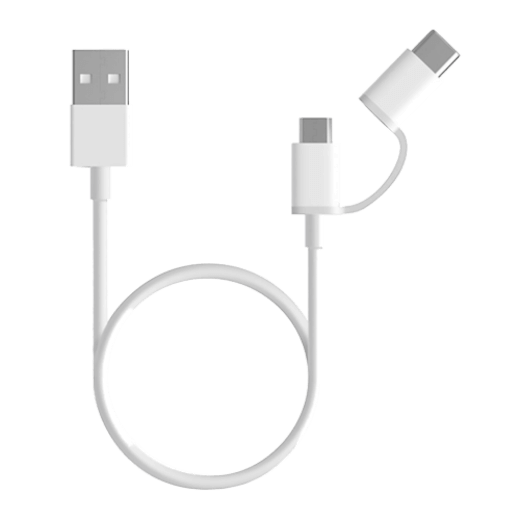USB kabel Mi 2-in-1 (Micro USB to Type C - 100 cm), bílá 