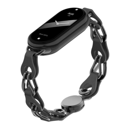 Xiaomi Smart Band 8/9/10 Strap kov/kůže Černý 