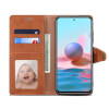 Lenuo Leather flipové pouzdro pro Xiaomi Redmi Note 10, hnědá 